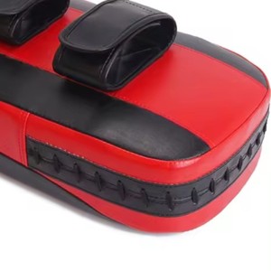 Kick Boxing Pad Faux Leather <b>Adjustable</b> Wrist <b>Strap</b> Velcro Closure Red Black 40cm x 20cm Adults Martial Arts Training - Product Image 5