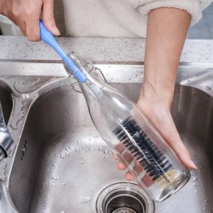 Spazzola per la pulizia delle bottiglie con manico extra lungo da 17 pollici, flessibile e pieghevole, per bottiglie con collo stretto, per una pulizia profonda. - Product Image 4