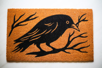 Paillasson imprimé CocoRaven en fibre de coco naturelle avec support en PVC, motif oiseau, tapis d'entrée personnalisé pour la décoration intérieure