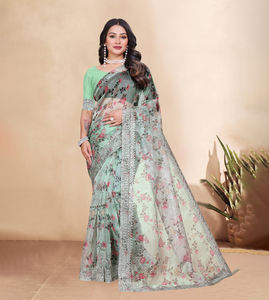 Sari indien de designer Banarasi – Tenue de mariage et de fête en soie douce de haute qualité avec tissage Zari en cuivre, style traditionnel, best-seller, prêt à porter - Product Image 1