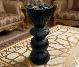 Modern <b>Matte</b> Black Finish Bakhoor Incense Holder <b>Table</b> Top Elegance Eco-Friendly Mubkhar for Home Oud Fragrances at Cheap Price - Product Image 1