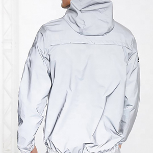 Veste coupe-vent à capuche pour homme, gris clair, décontractée, hiver, fermeture éclair, imperméable, respirante, en polyester, taille standard - Product Image 4