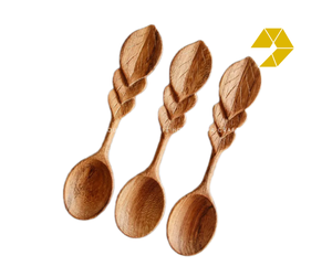 Cuchara de madera roja de Vietnam con mango de tres hojas, cuchara de cocina hecha a mano, cuchara de café con mango de hoja, cuchara de madera con logotipo personalizado - Product Image 4
