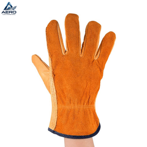 Comfortable & Rugged Warehouse Use Industrial Grade Safety Hand Protection Heavy-Duty Orange Split Cowhide Leather Driver <b>Gloves</b> - Product Image 1