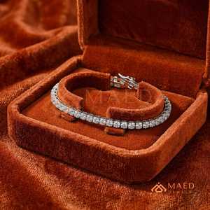 Classic Round Moissanite Tennis <b>Bracelet</b> For Women Silver Finish Elegant Fashion Jewelry Anniversary Gift Style - Product Image 3