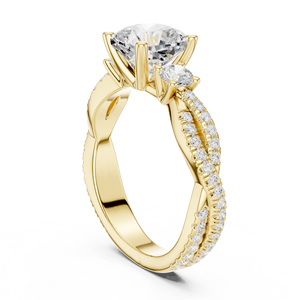 Bague de fiançailles en or jaune avec diamant de laboratoire taille cœur et sangle fendue pour femme, bague de promesse de mariage - Product Image 3