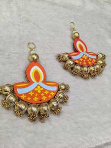 Traditional Diya Hanging for Festive Home Decor | <b>Beaded</b> Latkan Garland For Diwali Decor | <b>Door</b> and Wedding Entrance Backdrop - Product Image 4