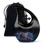 Urna Funeraria Decorativa con Diseño de Cebra al Atardecer en el Bosque, para Cenizas Humanas, con Bolsa de Terciopelo Gratis - Product Image 2
