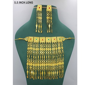 Martasha Designer อิสลามรอมฎอนพิเศษทองชุบเครื่องประดับยูเออีพิเศษดูไบสร้อยคอต่างหูชุดฮิลาล Khannaki ทอง - Product Image 3