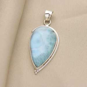 Handmade Pear Larimar Pendant 925 Sterling <b>Silver</b> Designer Jewelry Luxury Gift For Women Elegant Necklace - Product Image 2