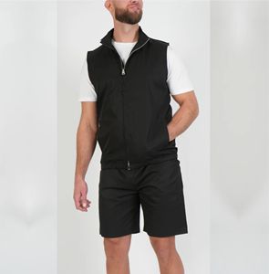 MEN'S <b>BLACK</b> SUMMERSET GILET LIGHTWEIGHT SPANDEX/POLYESTER MULTI-POCKETS ZIPPER COLLARLESS BREATHABLE CASUAL OUTERWEAR SET - Product Image 4