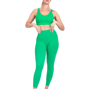 High Waist Leggings and Bra Two Piece Yoga <b>Sets</b> Women Workout <b>Sets</b> Padded Stretchy Matching Solid <b>Colour</b> <b>Set</b> Gym Workout Outfit - Product Image 1