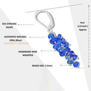 Blue Opal Trendy Rhodium Plated Dangle Earrings Lever <b>Back</b> Fine Jewelry Statement <b>Drop</b> for Party Wedding Gift - Product Image 2