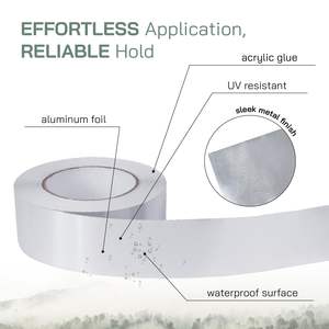 סרט אלומיניום אקרילי כסוף עמיד בחום מחסום לחות עבור תעלות אוויר איטום תיקון בידוד מעטפת קצף מתכת - Product Image 4