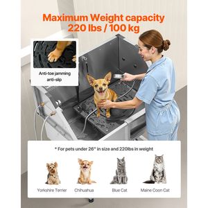 Stazione di lavaggio per cani da esterno in acciaio inossidabile da 38 pollici con rubinetto caldo/freddo e soffione doccia - Product Image 4