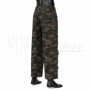 Jean en denim camouflage taille haute à jambe large pour homme, déchiré, coupe ample, style streetwear, mode automne, en coton, effet usé - Product Image 4