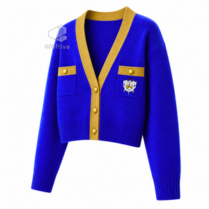 Cárdigan de la Hermandad Sigma Gamma Rho para Mujer, Suéter de Punto con Botones y Cuello en V con Escudo Bordado, Ropa Universitaria Griega - Product Image 2
