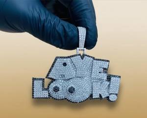 Colgante de Letra Personalizado Iced Out de Plata de Ley 925 con Moissanita VVS, Colgante Hip Hop Bicolor para Hombre - Product Image 1