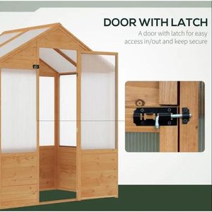 6 'X 4' X 7 'serra In legno naturale con porta In policarbonato serra da giardino all'aperto - Product Image 6