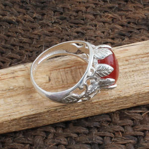 Bague Classique en Argent Sterling 925 avec Onyx Rouge Naturel en Forme de Fleur pour Femme, Idéale pour Mariage et Soirée, Bijoux Indiens en Gros - Product Image 6