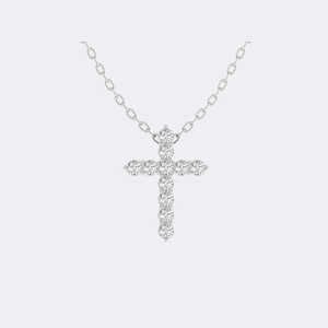 Collar con colgante de cruz con diamantes redondos brillantes de 0.90 CTW - Product Image 2