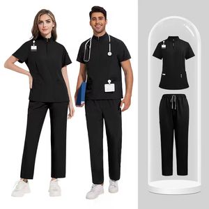 Vente en gros de blouses d'hôpital en tissu sergé, élégantes, unisexes, avec poches, nouvelles tenues médicales - Product Image 1