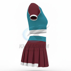 Uniforme de Porristas de Poliéster para Mujer, Transpirable, de Secado Rápido, Ligero, de Color Sólido, de Alta Calidad - Product Image 3