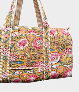 Yellow Floral Cotton Duffel <b>Bag</b> Large Capacity Weekender Tote <b>Travel</b> <b>Bag</b> - Product Image 5