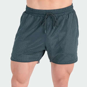 Shorts de sport vintage personnalisés pour hommes en Spandex/Polyester, avec logo 3D en mousse sérigraphiée sur le devant, anti-plis, en maille respirante, avec cordon de serrage - Product Image 1