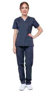 Conjunto de Uniformes Médicos para Mujer, Blusa con Cuello en V y Pantalones con Bolsillos - Product Image 2