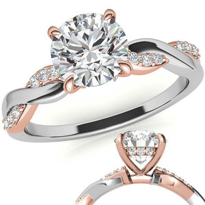 Anillo de compromiso Infinity de dos tonos con diamante redondo brillante cultivado en laboratorio de 18/22k/24k para mujeres y niñas, ideal para usar en fiestas de boda. - Product Image 1