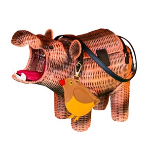 Panier de rangement en rotin en forme d'hippopotame, organisateur en osier, boîte à jouets décorative au design animal, en fibre végétale, type tridimensionnel - Product Image 1