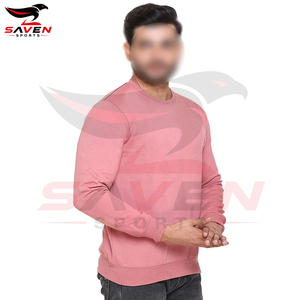 Sweat-shirts d'hiver chauds pour hommes en gros, doublure polaire épaisse brossée, logo personnalisé, col rond uni, manches longues, pull-over - Product Image 2