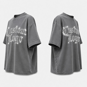 T-shirt pour homme à séchage rapide de haute qualité avec strass - Dernier design coupe ample 100% coton - Product Image 3