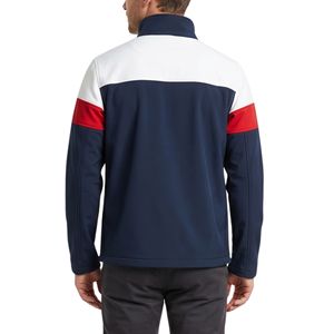 Vestes softshell pour hommes, tricolores blanc, rouge et marine, isolées, chaudes, respirantes, pour l'hiver, en gros - Product Image 2