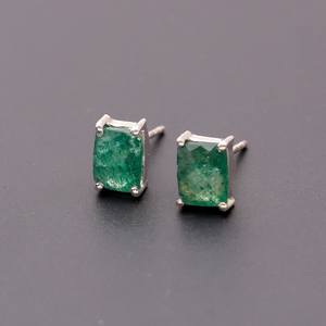 Boucles d'oreilles clous octogonales en quartz fraise vert naturel, argent sterling 925, bijoux minimalistes en pierres précieuses Chakra, haute qualité, pour soirée - Product Image 6