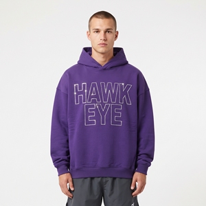 Sweat à capuche personnalisé pour homme avec logo en strass, 100 % coton, violet, imprimé, style streetwear, coupe oversize, vente en gros - Product Image 5