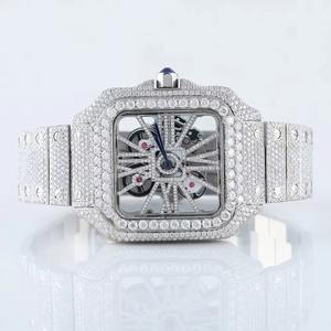 Montre mécanique squelette unisexe de luxe en moissanite et diamants pour hommes et femmes, vente en gros - Product Image 1