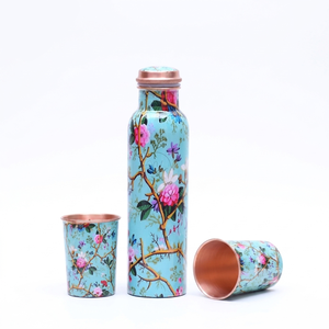 Pure Copper <b>Water</b> <b>Bottle</b> with Premium Meena Artwork Print 1 <b>Litre</b> Leak-Proof Seamless Ayurvedic Drinking Vessel Eco-Friendly - Product Image 6