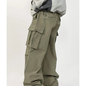 Pantalones Cargo Verde Oliva para Hombre, Cintura Elástica, Múltiples Bolsillos, Estilo Workwear, Tela de Lona de Peso Medio, para Otoño - Product Image 2