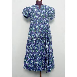 Vestido Midi con Cuello en V y Estampado Floral Dulce para Mujer, 100% Algodón, Ecológico, Lavable, Transpirable, Silueta en A, Gran Venta - Product Image 1