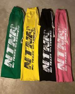 Mens High Quality Cotton Baggy Sweatpants Trousers Custom Full Screen Print Wide Leg Straight Capri <b>Jogger</b> Track Pants for Men - Product Image 1