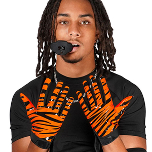 Customized Anti-Slip Spandex/Polyester Football Receiver Gloves High Quality Lightweight Breathable <b>Hook</b> Loop Closure Sports - Product Image 6