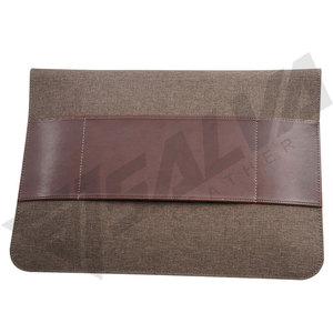 Funda para Portátil de Cuero Genuino con Compartimento Interior, Cierre de Botón, Diseño Minimalista, Forro de Lona Unisex, Funda Protectora - Product Image 6