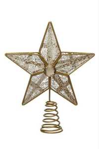 Décoration de Noël traditionnelle en métal pour le sommet du sapin, ange doré de Noël, ornement sur pied pour sapin de pin - Product Image 4