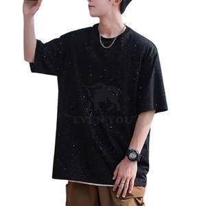 Créez votre propre logo sur des t-shirts en strass pour hommes, vêtements de fitness, dernier design de t-shirts en strass pour hommes - Product Image 2