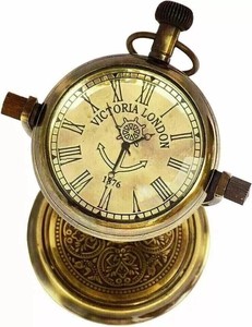 Vintage Brass <b>Desk</b> <b>Clock</b> Round Analog Table Timepiece Decorative Antique Style <b>Clock</b> for Home Office Desktop Decor - Product Image 3