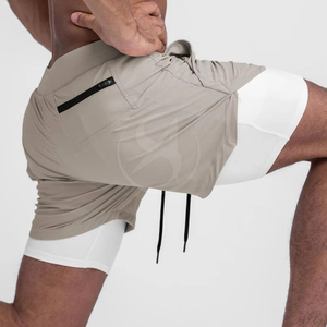 Shorts de course pour hommes en tissu toile polyester/nylon respirant de qualité supérieure à séchage rapide avec taille élastique pour usage décontracté - Product Image 3