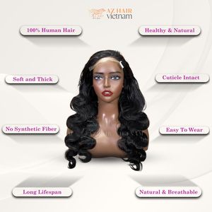 Meilleure vente perruques de cheveux humains noirs ondulés 100% perruques naturelles de cheveux vietnamiens bruts avec fermeture et frontale - Product Image 6