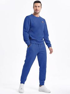 Conjunto Deportivo Azul para Hombre, Cuello Redondo, Manga Larga, Color Sólido, Transpirable, Informal, con Pantalones con Cordón y Bolsillos Laterales - Product Image 6